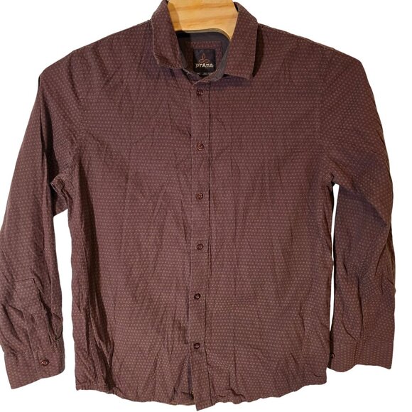 Prana Button Up Hiking Camping Fishing Shirt‎ Large Men's Brown Long Sleeve - Picture 2 of 5